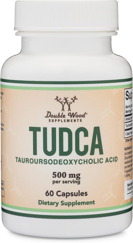 TUDCA Bile Salts Liver Support Supplement, 500mg Servings, Liver and Gallbladder Cleanse Supplement (60 Capsules, 250mg) Genuine Bile Acid TUDCA with Strong Bitter Taste by Double Wood